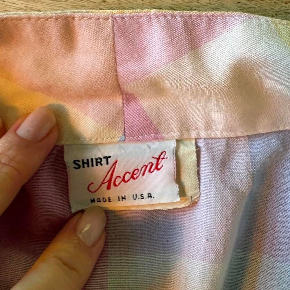Accent vintage pastel plaid button up shirt Size S/M. - Picture 4 of 5